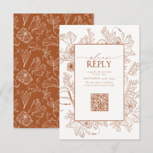 Elegant Burnt Orange Wedding QR Code Please Reply RSVP Card
