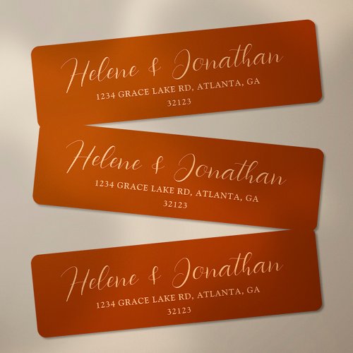 Elegant Burnt Orange Wedding Return Address Label