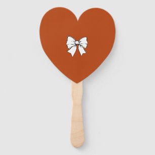 Elegant Burnt Orange White Bow Heart Shaped Weddin Hand Fan