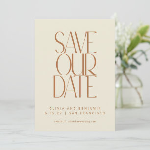Elegant Burnt Rust Mid Century Modern Typography Save The Date