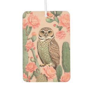 Elegant Burrowing Owl And Cactuses Air Freshener