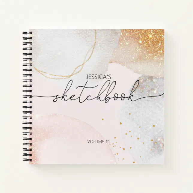 Elegant Sketchbook Your Name Script Pink Notebook