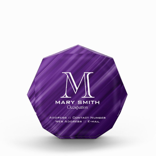 Elegant Business Abstract Lines Purple Acrylic Award (Front)