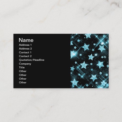 Customizable Elegant Business Blue Glitter Stars Business Card