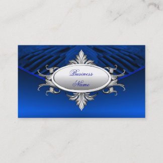 Elegant Business Card Art Deco Blue Silver Plaque