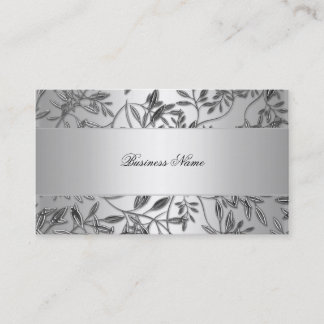 Elegant Business Card Floral Silver Plaque