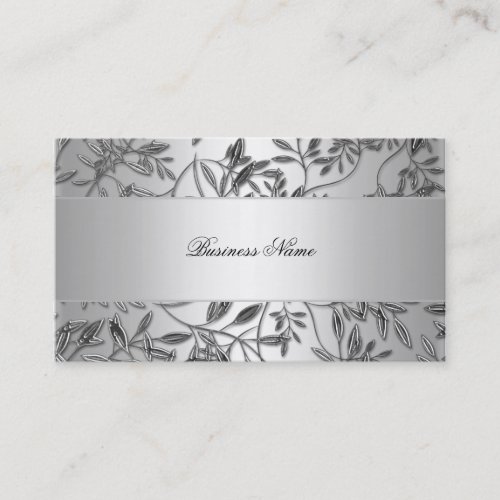 Elegant Business Card Floral Silver Plaque