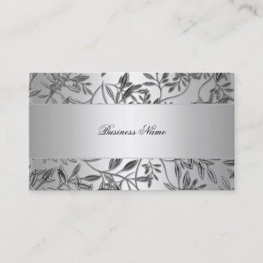 Customizable Elegant Business Card Floral Silver Plaque