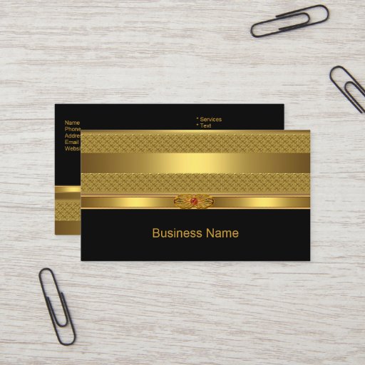 Customizable Elegant Business Card Gold Deco Red Jewel Image