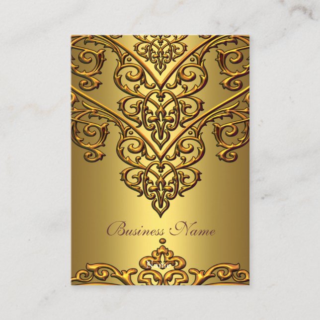 Elegant Business Card Gold on Gold Overlay (Front)