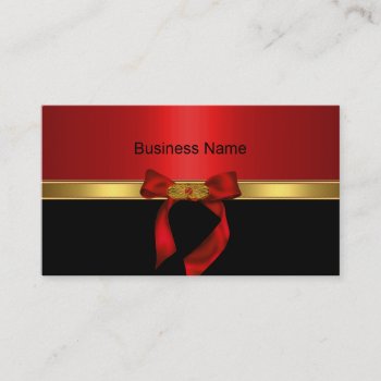 Elegant Business Card Gold Red Gold Jewel Bow by Label_That at Zazzle