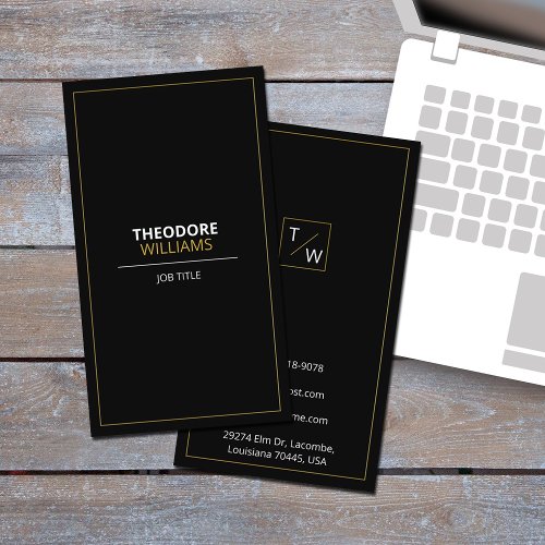  Elegant Business Card in Black White and Gold