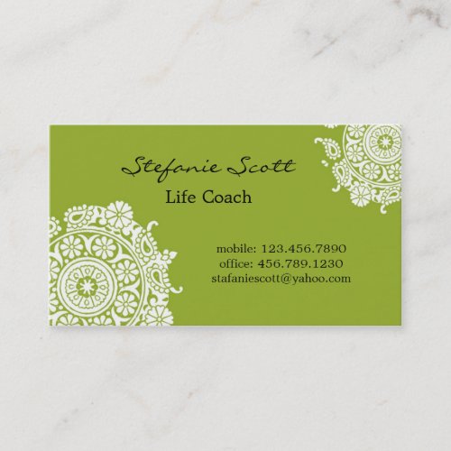 Elegant Business Card in Lime Green and White