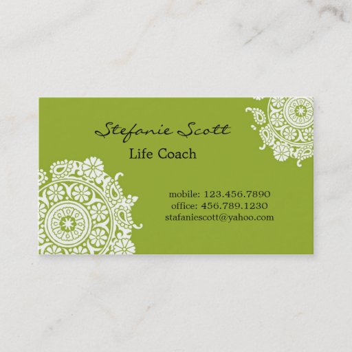 Customizable Elegant Business Card in Lime Green and White