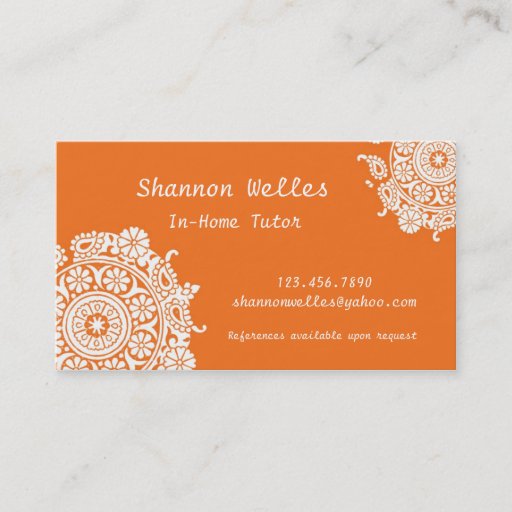 Customizable Elegant Business Card in Orange and White
