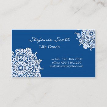 Elegant Business Card In Royal Blue And White by marlenedesigner at Zazzle