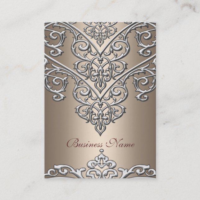 Elegant Business Card Metal  Look Coffee Overlay (Front)