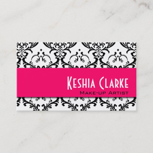 Elegant Business Card Pink Damask