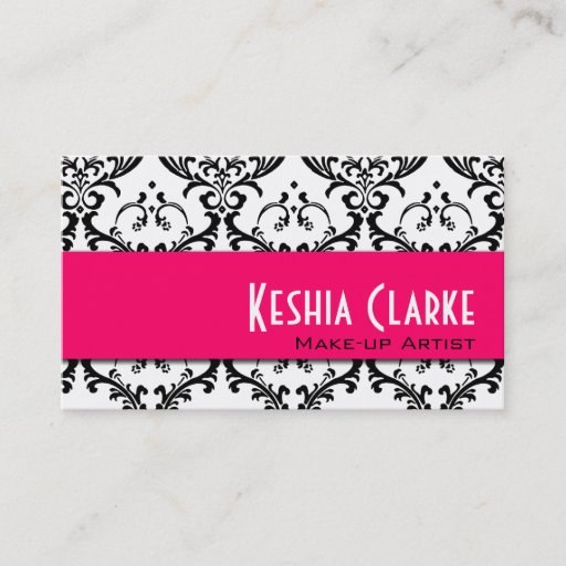 Customizable Elegant Business Card Pink Damask