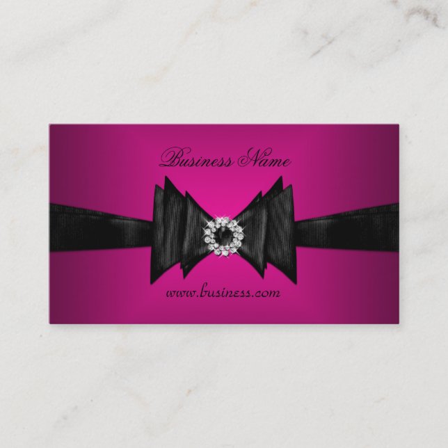 Elegant Business Card Rich Pink Diamond Black (Front)