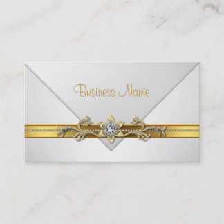 Elegant Business Card White Gold Jewel Trim