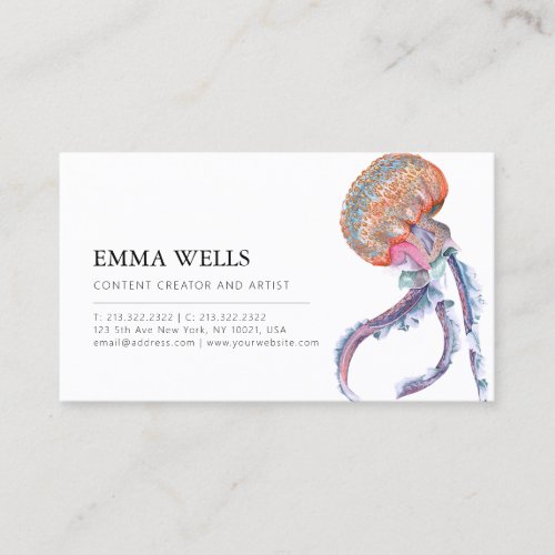Elegant Business Card with Jellyfish illustration 