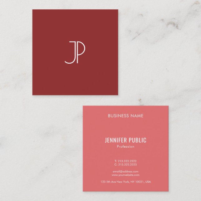 Elegant Business Cards Monogram Trend Colors (Front/Back)