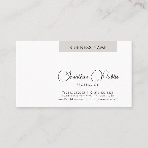 Elegant Business Cards Typed Name Simple