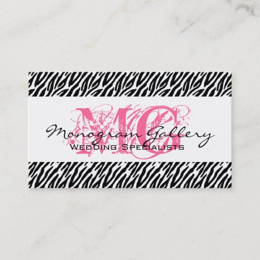 Customizable Elegant Business Cards Zebra Pink