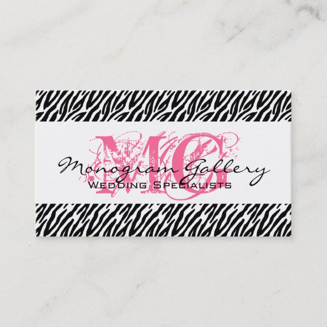 Elegant Business Cards Zebra Pink (Front)