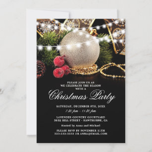 Elegant Business Christmas Holiday Party Invitation