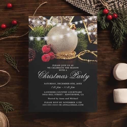 Elegant Business Christmas Holiday Party Invitation
