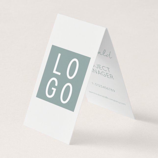 ELEGANT BUSINESS COMPANY LOGO GREEN FOLDED TENT BUSINESS CARD (Front)
