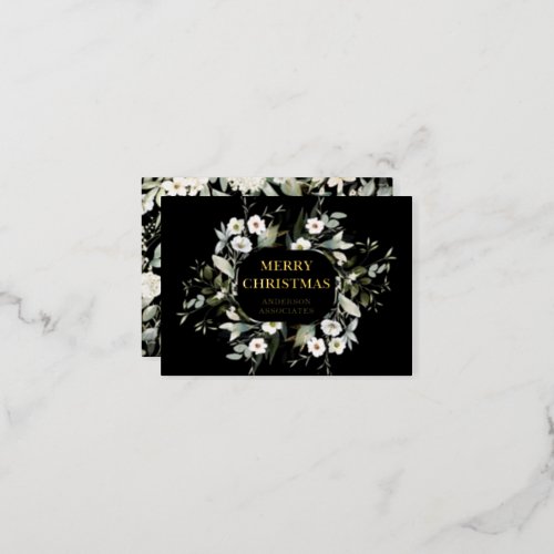 Elegant Business Company Logo Luxury Real Gold  Foil Holiday Card