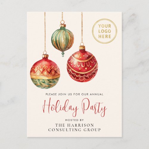 Elegant Business Corporate Christmas Holiday Party Invitation Postcard