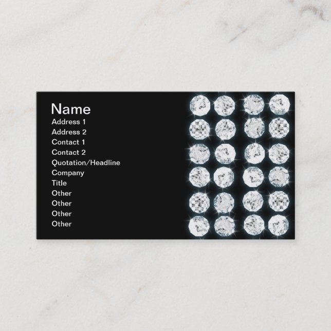 Elegant Business Faux Diamonds Business Card (Front)