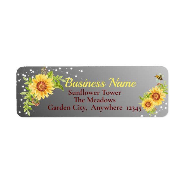 Elegant Business Floral Sunflower Address Label (Front)