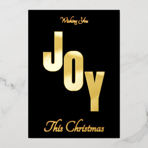 Elegant Business Gold Foil Black JOY Christmas Holiday Card