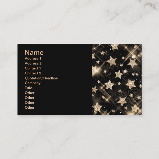 Elegant Business Gold Glitter Stars Card (Front)