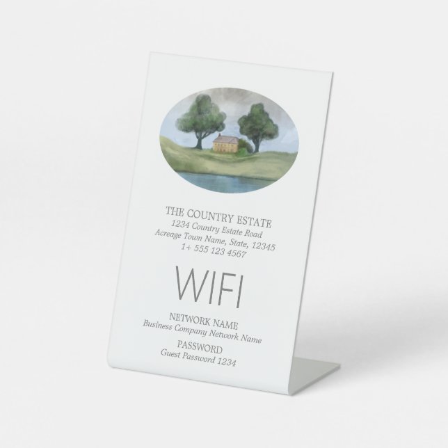 Elegant Business Guest WIFI Pedestal Sign (Front)