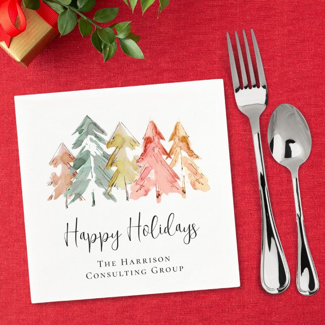 Elegant Business Happy Holidays Christmas Party Napkins (Creator Uploaded)