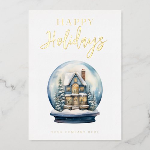 Elegant Business Happy Holidays Gold Foil Holiday Card