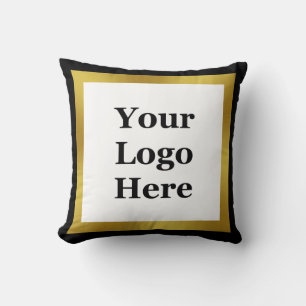 Elegant Business Logo Black White and Gold Throw Pillow