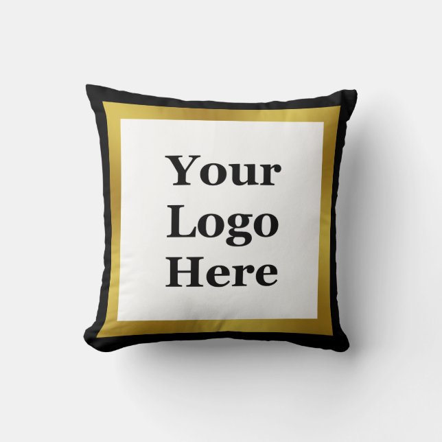 Elegant Business Logo Black White and Gold  Throw Pillow (Front)