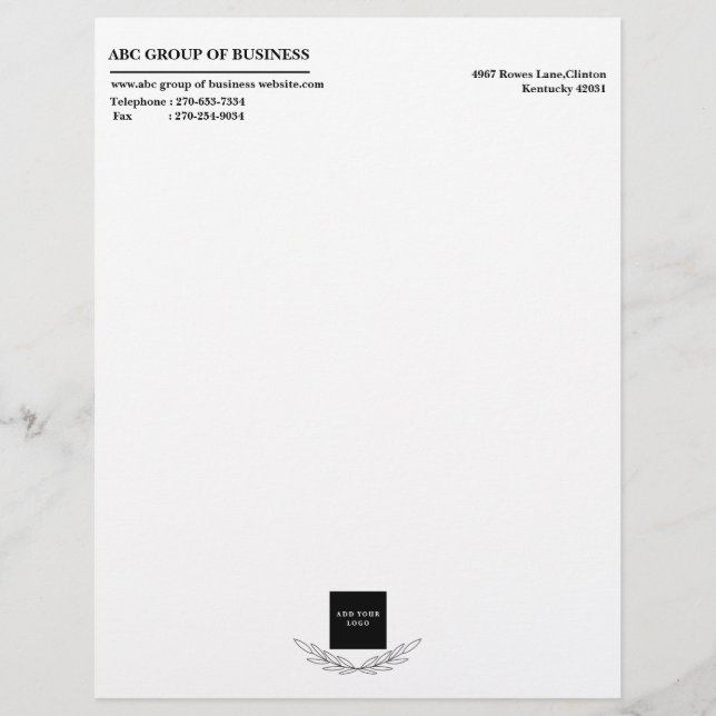 Elegant  Business Logo Blank Letterhead (Front)