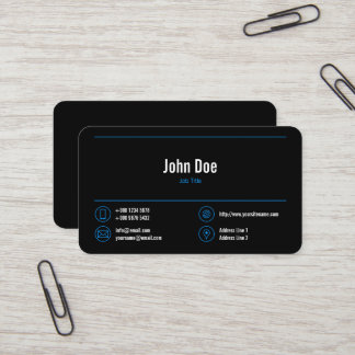Elegant Business Logo Blue Lines Blue Icons Black Business Card