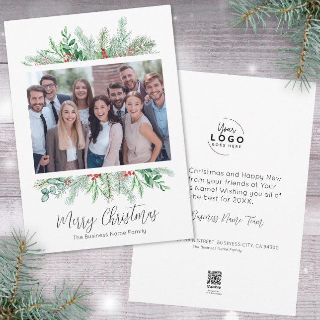 Elegant Business Logo Christmas Holiday Card (Corporate Elegant Modern Business Merry Christmas Holiday Card )