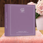 Elegant Business Logo Company Name Purple 3 Ring Binder<br><div class="desc">Stylish and modern professional binder to store your business stationery .Personalize  with your logo and details.</div>