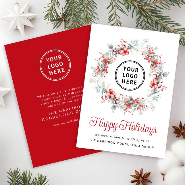 Elegant Business Logo Corporate Christmas Holiday Card (Spread the joy of the season and strengthen business relationships with our elegant holiday card)