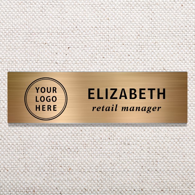 Elegant Business Logo Gold Name Tag (Creator Uploaded)